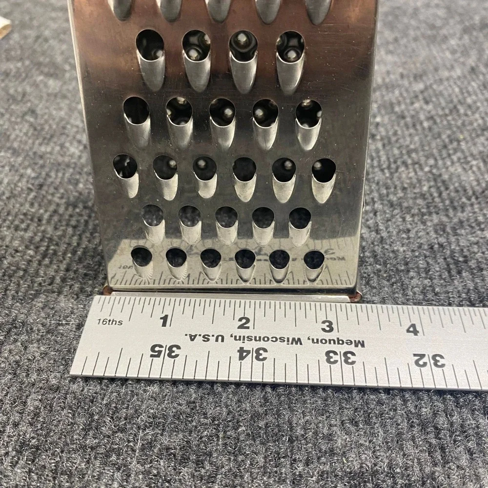 Vintage Miniature Stainless Steel 4-Sided Box Grater with Cream Handle Retro